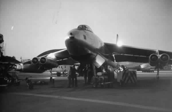 U.S. Air Force B-47 Stratojets on the apron at MacDill Air Force Base, Tampa Florida